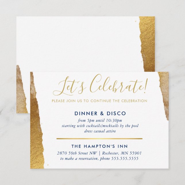 PARTY CELEBRATION INSERT modern luxe gilded gold Invitation (Front/Back)