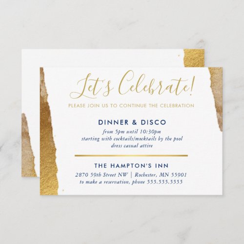 PARTY CELEBRATION INSERT modern luxe gilded gold Invitation