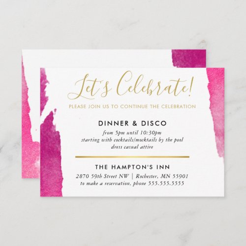 PARTY CELEBRATION INSERT modern luxe gilded pink Invitation