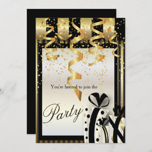 Party Celebration Invitation in Gold & Black