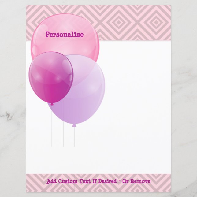 Party Celebration Pink Purple Balloons Personalize (Front)