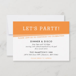 PARTY CELEBRATION simple modern bold bright orange Invitation