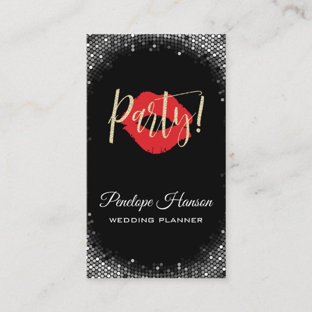 Party Celebration with a Kiss Business Card (Front)