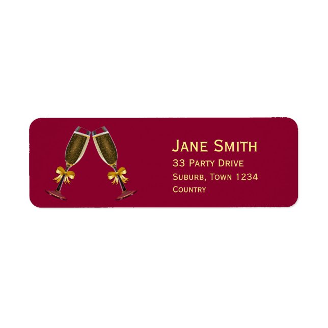 Party champagne glasses modern trendy label (Front)