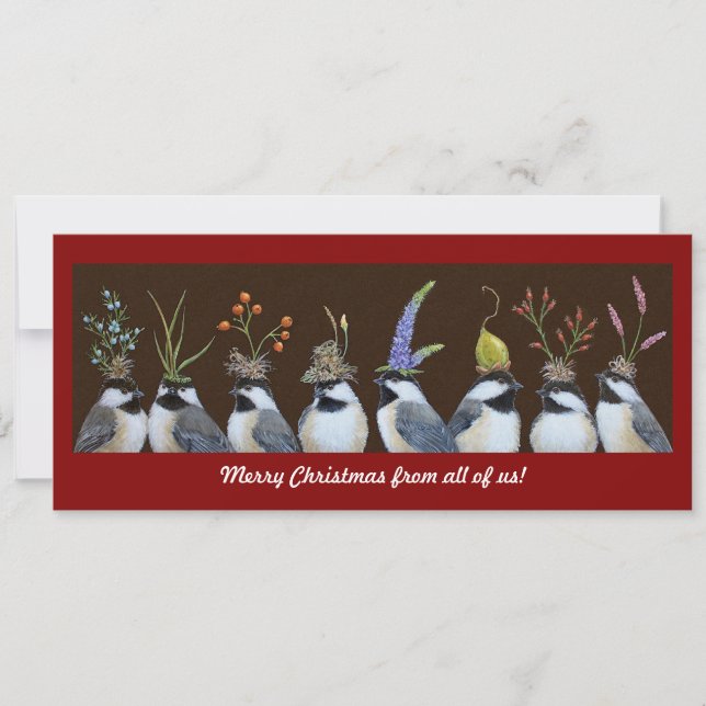 Party Chickadees Christmas flat card (Front)