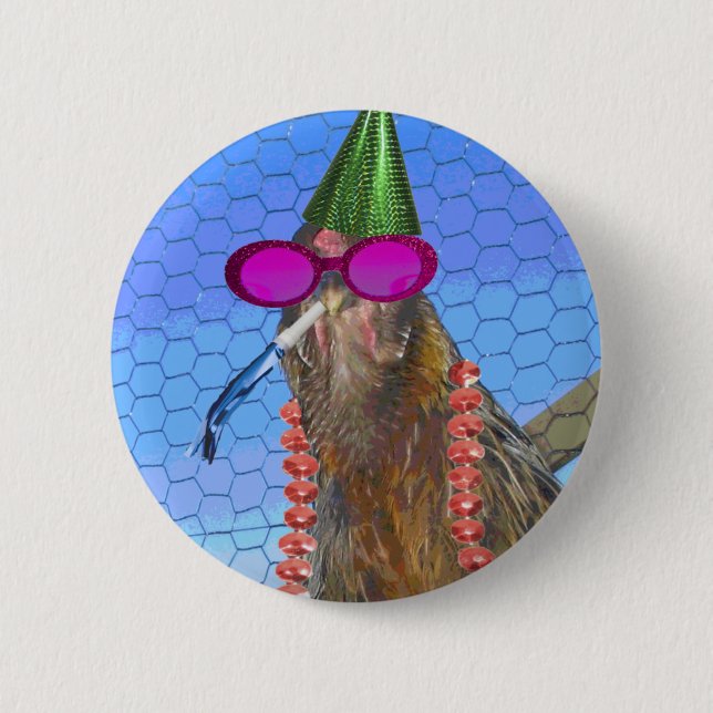 Party Chicken Pinback Button (Front)