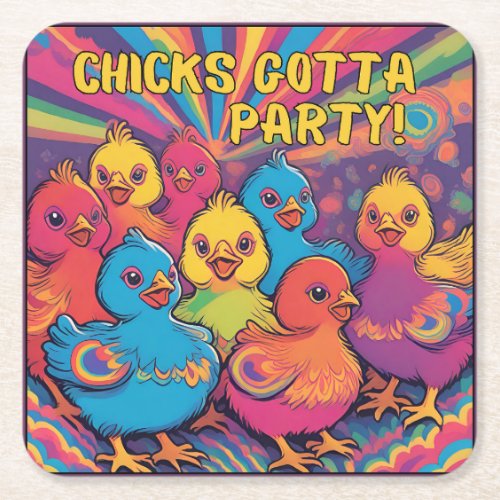 Party Chicks Square Paper Coaster