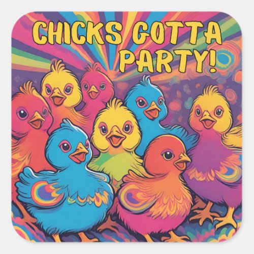 Party Chicks Square Sticker