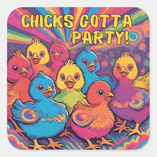 Party Chicks Square Sticker