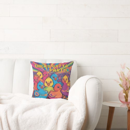 Party Chicks Throw Pillow