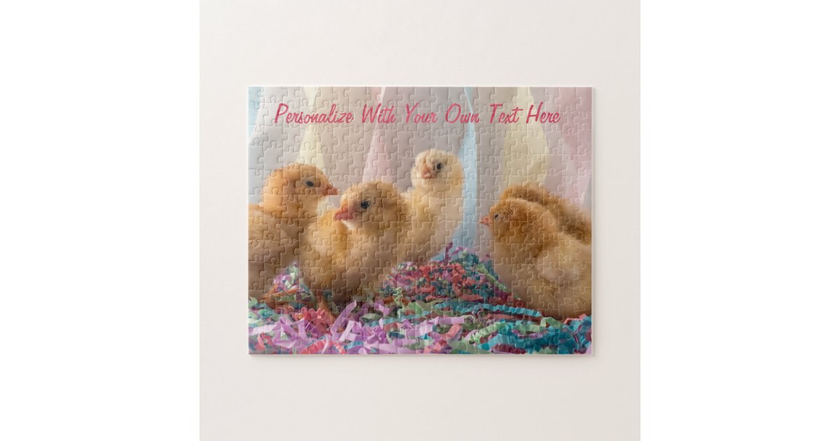 Party Chicks Yellow Baby Chickens Streamers Jigsaw Puzzle