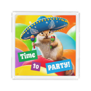 Party Chipmunk In Sombrero Acrylic Tray