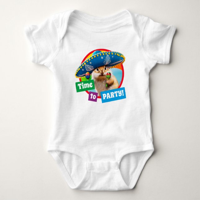 Party Chipmunk In Sombrero Baby Bodysuit (Front)
