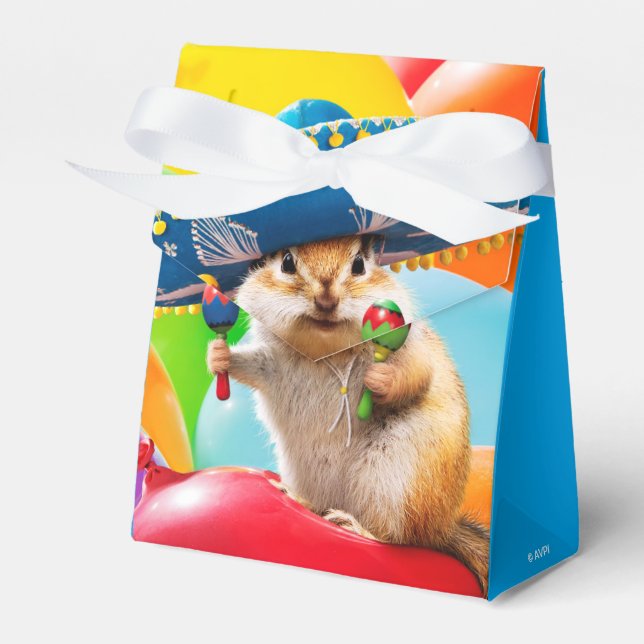 Party Chipmunk In Sombrero Favor Boxes (Front Side)