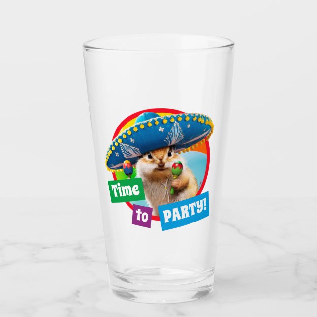 Party Chipmunk In Sombrero Glass (Front)