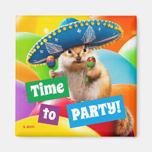 Party Chipmunk In Sombrero Magnet