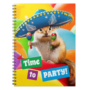 Party Chipmunk In Sombrero Notebook