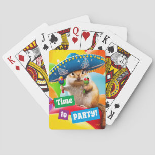 Party Chipmunk In Sombrero Poker Cards