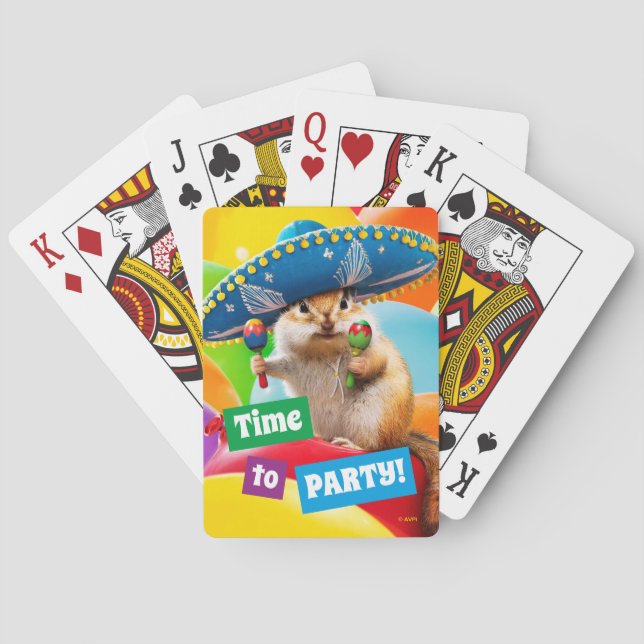 Party Chipmunk In Sombrero Poker Cards (Back)