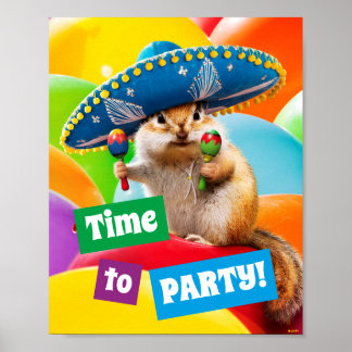 Party Chipmunk In Sombrero Poster