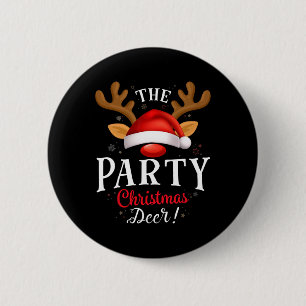 Party Christmas Deer Pjs Xmas Family Matching  Button