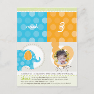PARTY CIRCLES :: elephant + balloons 1 Invitation Postcard
