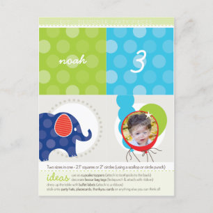 PARTY CIRCLES :: elephant + balloons 3 Invitation Postcard
