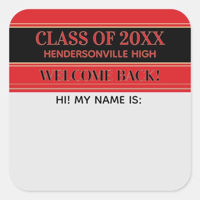 Party! Class Reunion Welcome back Name tag sticker (Front)