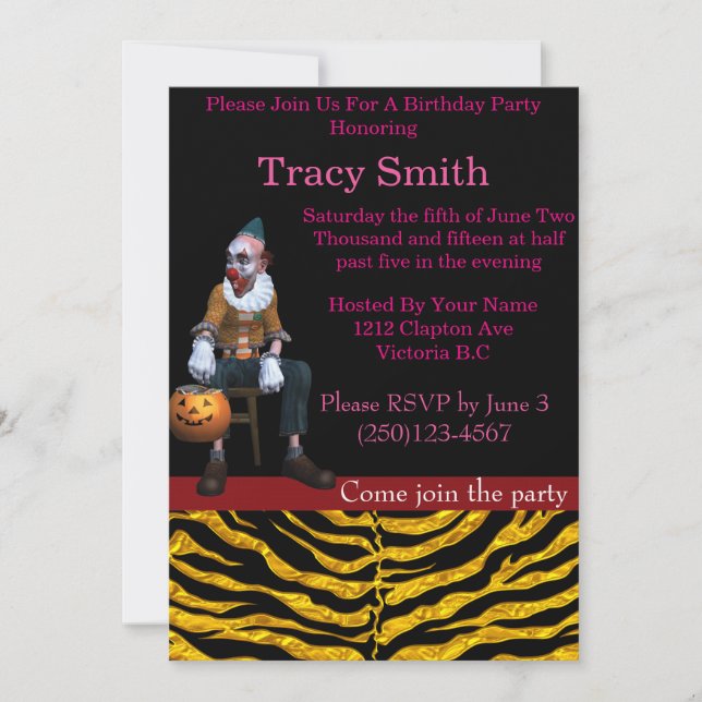 Party Clown Birthday Invitation #15 (Front)