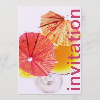 Party Cocktail With Colorful Paper Umbrellas Invitation by justbecauseiloveyou at Zazzle