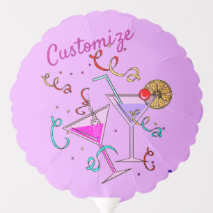 Party Cocktails White Pink Balloon