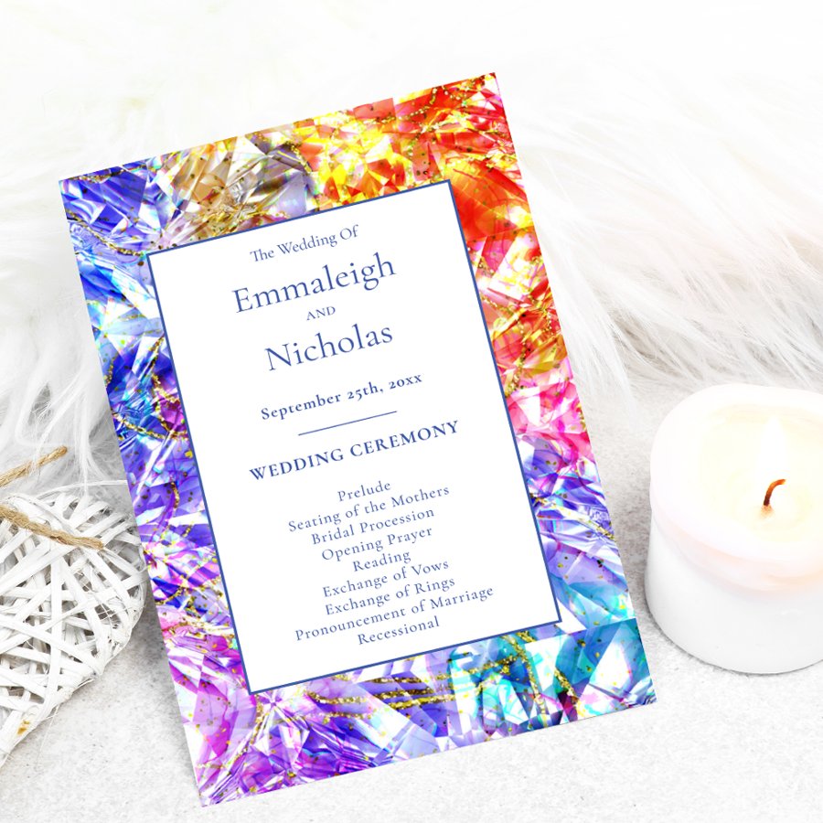 Party Color Crystal Gemstone Wedding Programs