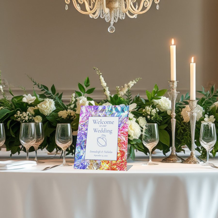 Party Color Diamond Crystal Gemstone Wedding Pedestal Sign