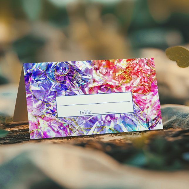 Party Color Diamond Crystal Gemstone Wedding Place Card (Creator Uploaded)