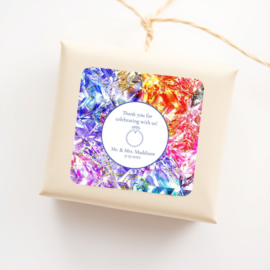 Party Color Diamond Crystal Gemstone Wedding Square Sticker