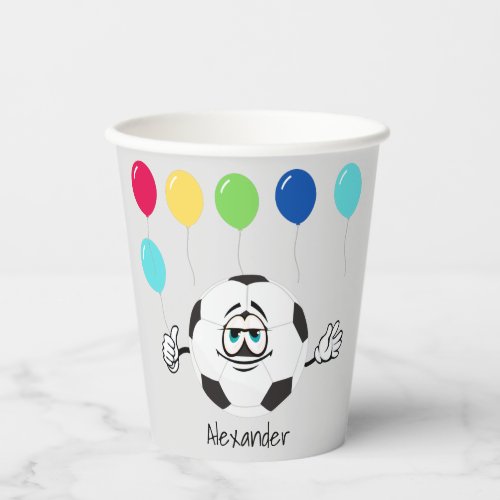 Party colorful Balloons Soccer ball funny face Pap Paper Cups