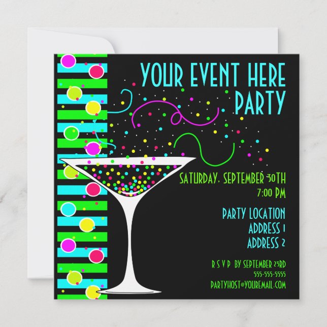 Party Confetti Cocktail Invitation (Front)
