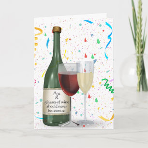 Party Confetti Wine Bottle Birthday Card