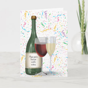 Party Confetti Wine Bottle for Birthday Card