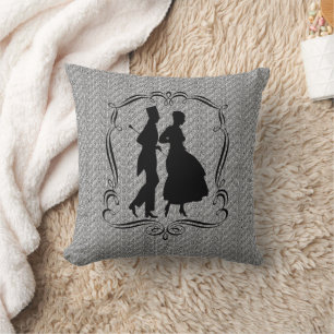 Party Couple Silhouette Vintage Art Throw Pillow