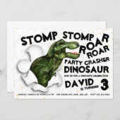 Party Crasher Dinosaur Birthday Invitation (Front/Back)