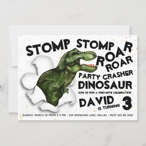 Party Crasher Dinosaur Birthday Invitation