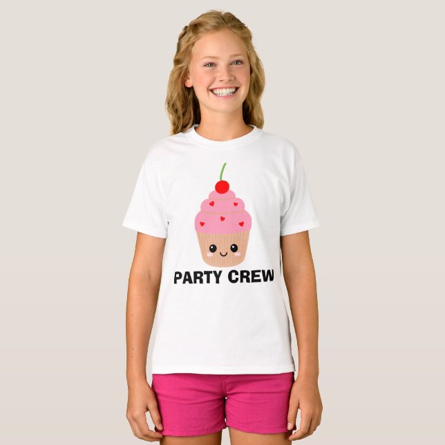 Party Crew Kids Cupcake T-shirt, Birthday Crew  T-Shirt (Front Full)