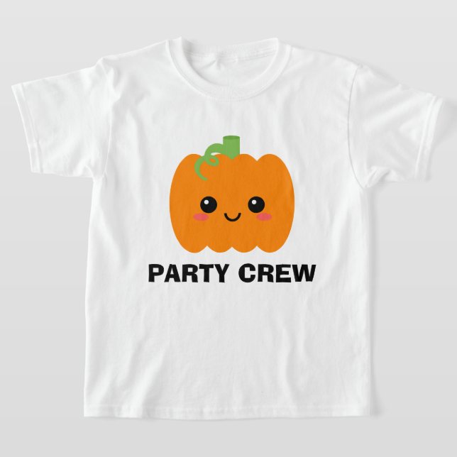 Party Crew Kids Pumpkin T-shirt, Halloween Crew  T-Shirt (Laydown)