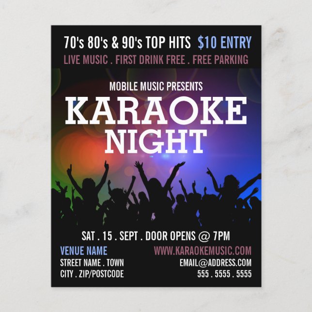 Party Crowd, Karaoke Event Advertising Flyer (Front)