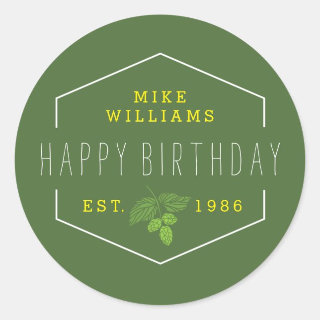 Party Cup Sticker, Hops Label, favor label (Front)