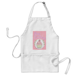 Party Cupcake Pink Happy Birthday Adult Apron