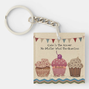 Party Cupcake Vintage Style Bunting Cute Keychain