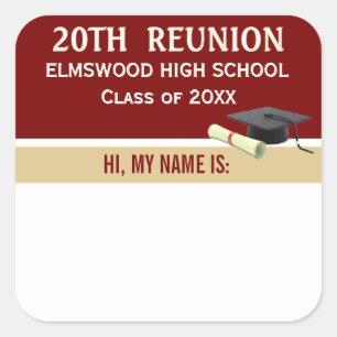 Party! Custom 20th Reunion Name tag sticker