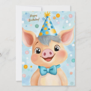 Party Cute Animal Birthday Invitation Pig